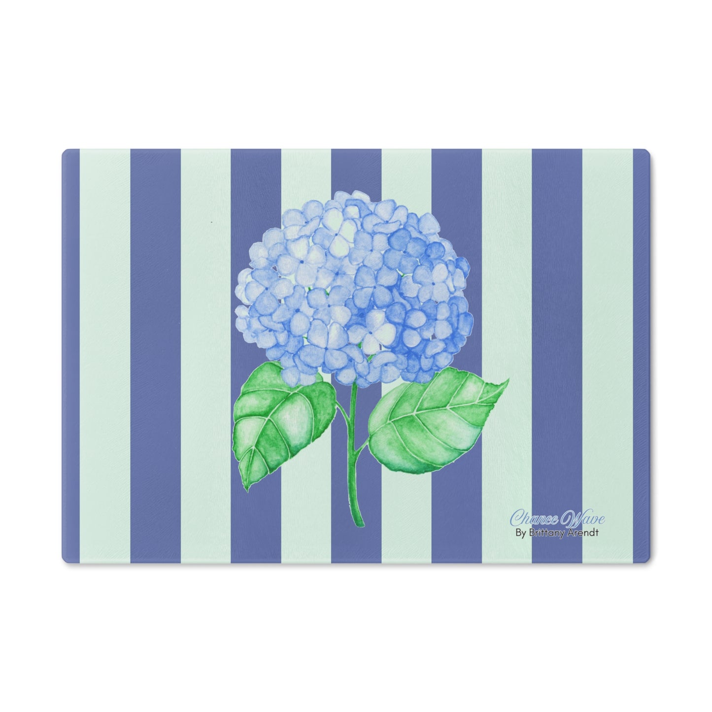 Hydrangea Striped Tempered Glass Cutting Board