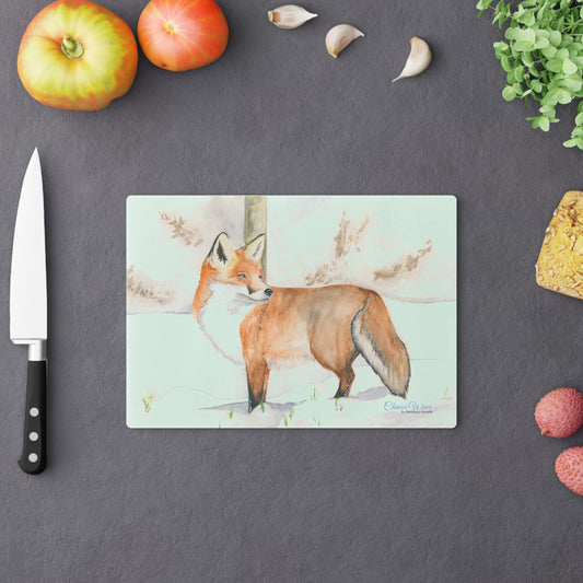 Winter Fox Tempered Glass Cutting Board