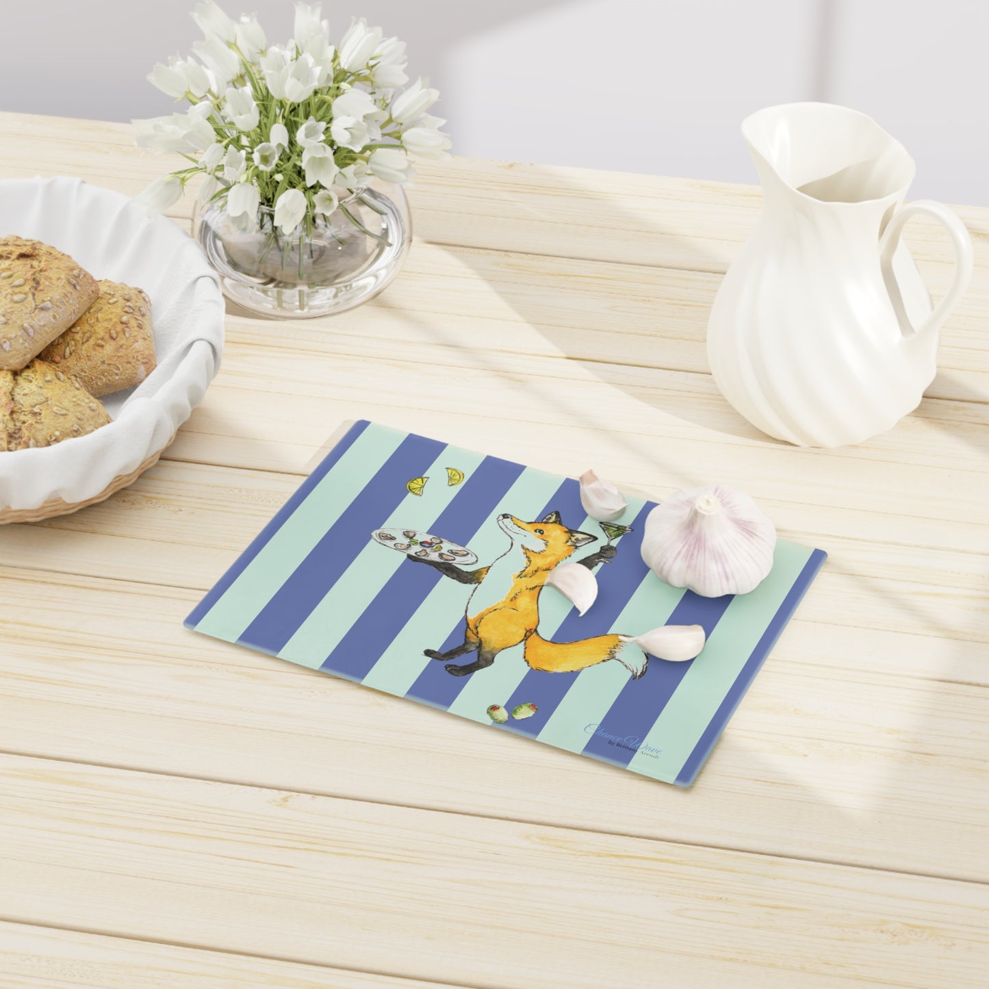 Fox party animal Tempered Glass Cutting Board