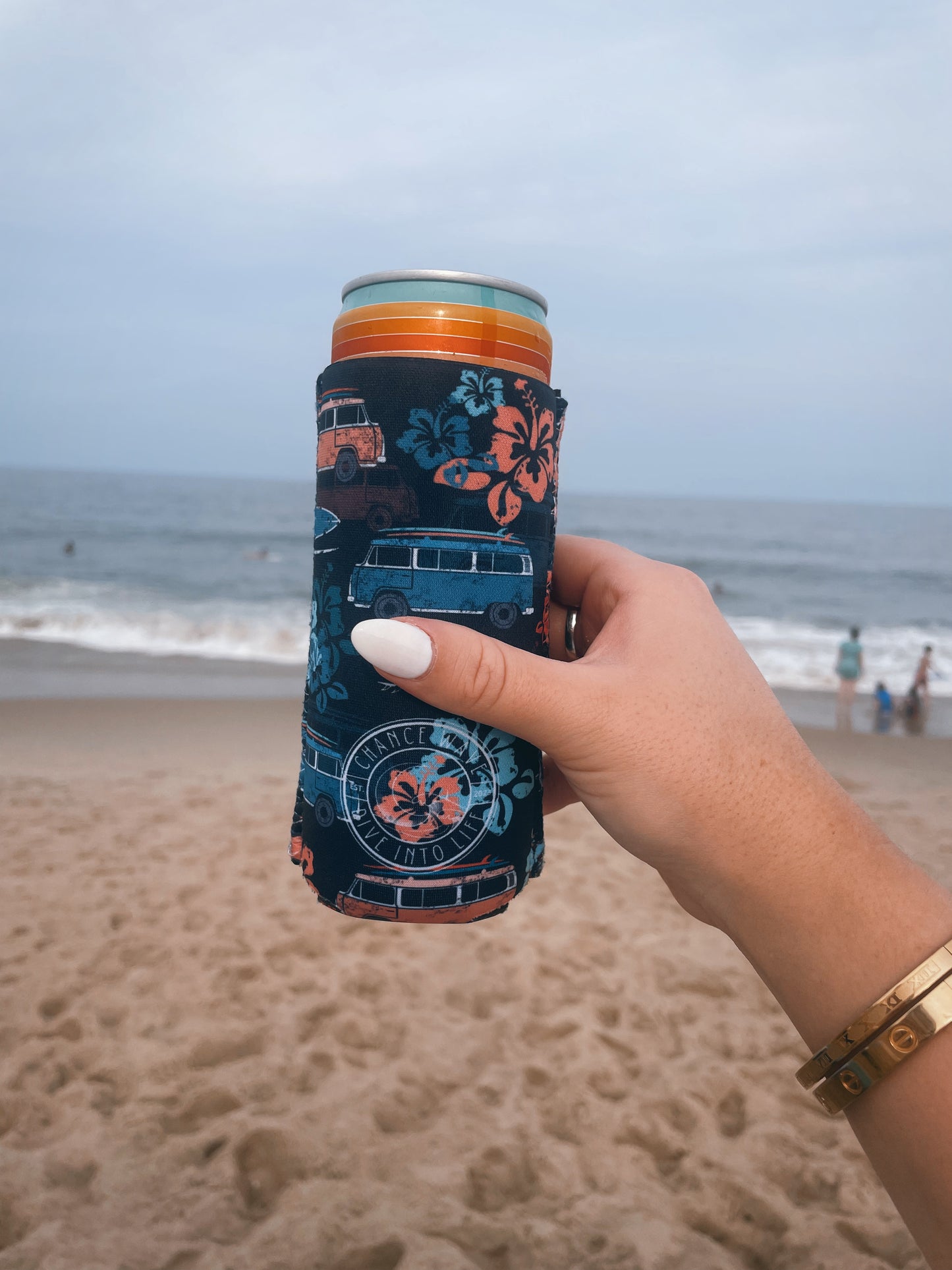 Beach Pattern Slim Koozie